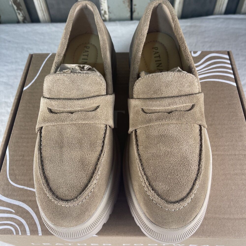 PATINA Zoe Suede Chunky Platform Penny Loafer Lug Sole Creeper Shoe Preppy 8.5 - Picture 2 of 8
